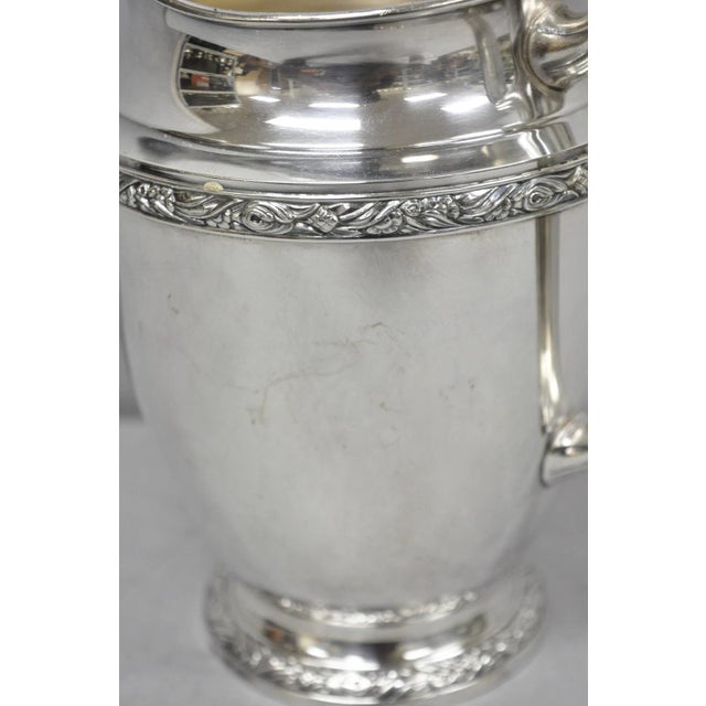 Vintage Victorian Oneida Maybrook Silver Plated Floral Repousse Water Pitcher For Sale - Image 10 of 14