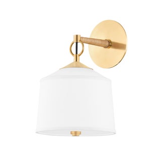 Hudson Valley Lighting White Plains 8.5 in. 1 Light Wall Sconce in Aged Brass Finish For Sale