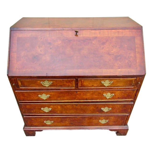 Antique English Burl Walnut Desk For Sale