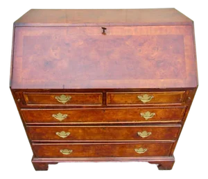 Antique English Burl Walnut Desk