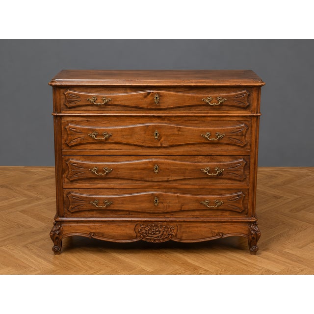 Provençal Walnut Chest of Drawers with Red Marble Top, Late 19th Century For Sale - Image 6 of 6