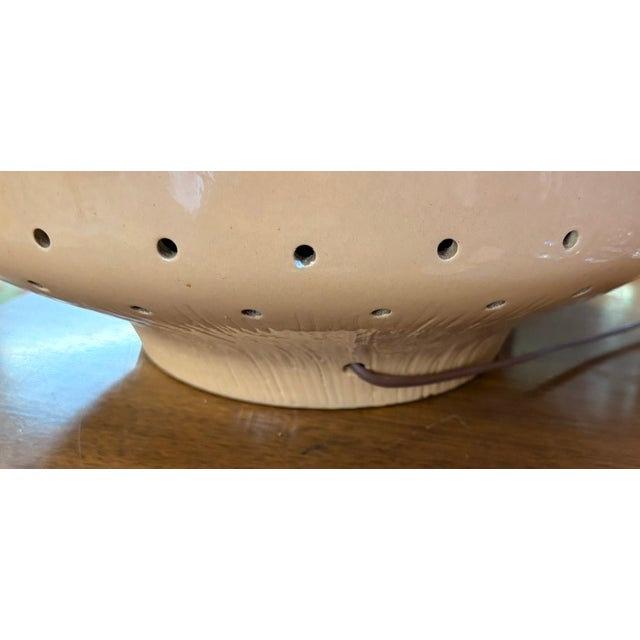 Mid 20th Century Mid Century Modern Beige Ceramic Lamp With Hole Perforations, Nice Form, Signed For Sale In New York - Image 6 of 7