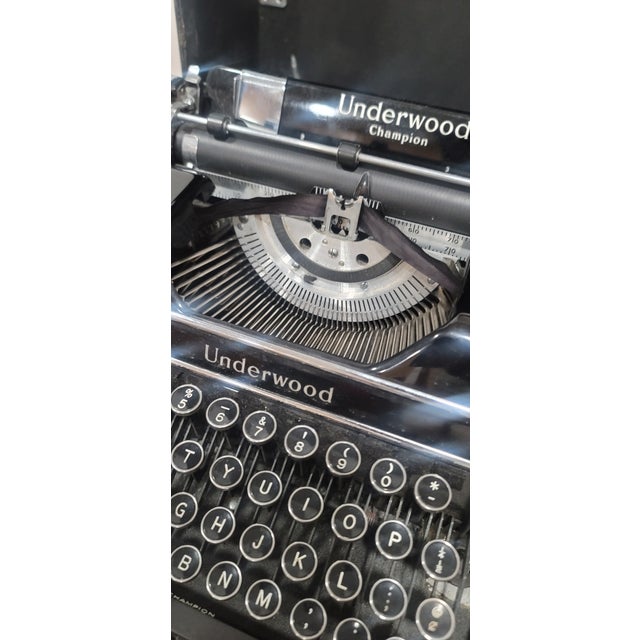 Underwood Champion Portable Typewriter With Tripod Stand Case 1940s For Sale In Chicago - Image 6 of 9