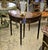 French French-Style Demi-Lune Console Table – Dark Wood, Floral Inlay & Ornate Gold Leaf Details For Sale - Image 3 of 3