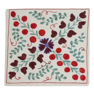 19"x17" Embroidered Cotton Cushion Cover. Handmade Pillowcase. New Toss Pillow For Sale