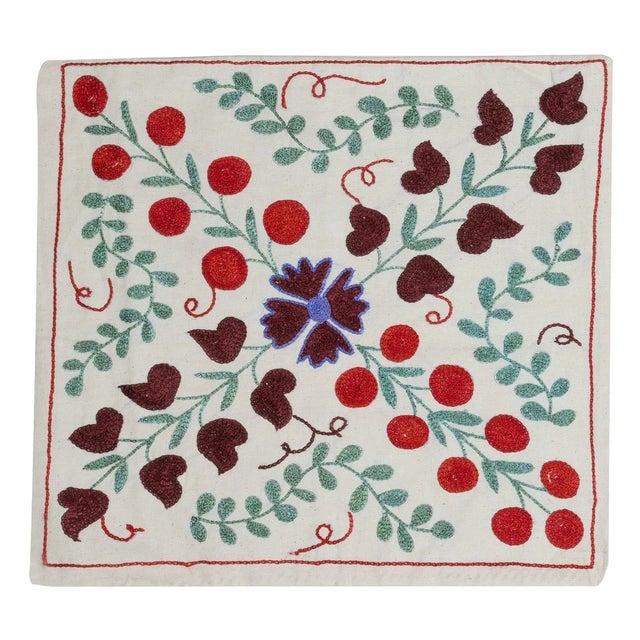 19"x17" Embroidered Cotton Cushion Cover. Handmade Pillowcase. New Toss Pillow For Sale