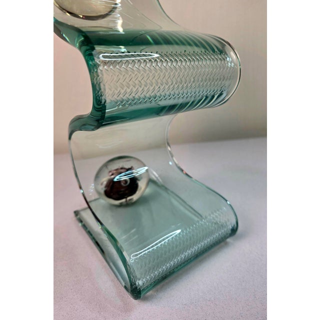 Amethyst Vintage Steven Brewster Signed Postmodern Studio Art Glass Ribbon Sculpture "Meltdown" For Sale - Image 8 of 13
