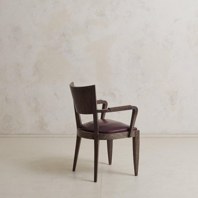 1940s French Art Deco Cerused Oak Fauteuil Chair, 1940s - 2 Available For Sale - Image 5 of 11