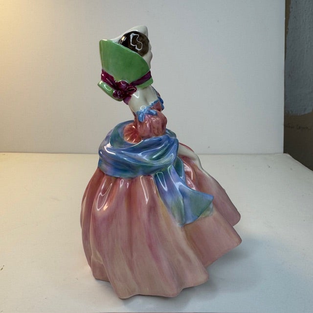 1950s Vintage 1952 Royal Doulton May Time Figurine Hn2113 Pink Blue Bone China For Sale - Image 5 of 13