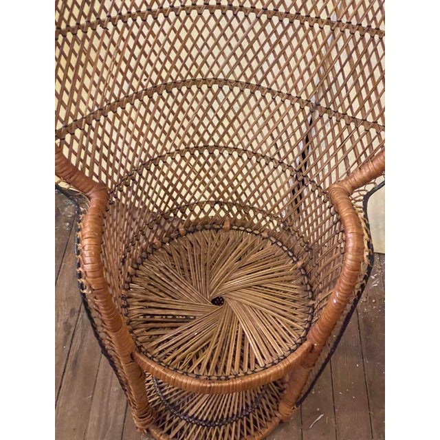 Mommy & Me Pr Small Large Rattan Emmanuelle Fan Peacock Bohemian Wicker Chairs For Sale - Image 12 of 12