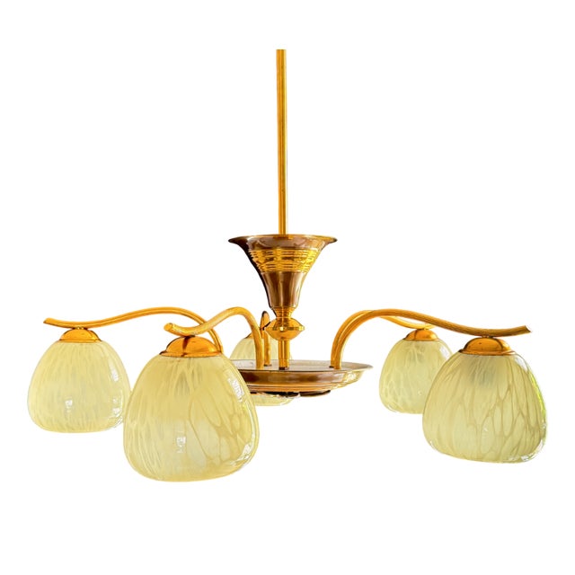 Vintage Art Deco Pendant in Brass For Sale