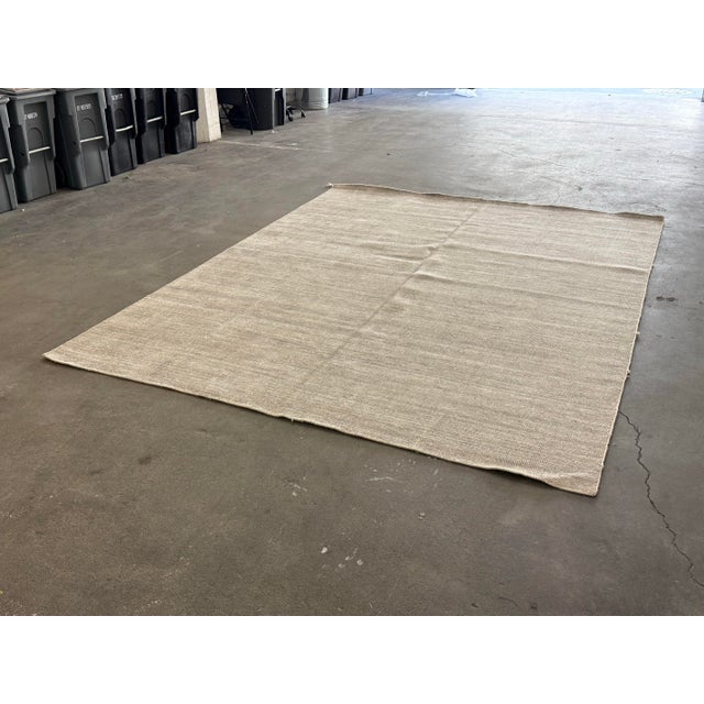 Contemporary 9ft X 12ft Modern Flatweave Textured Wool Area Rug For Sale - Image 3 of 12