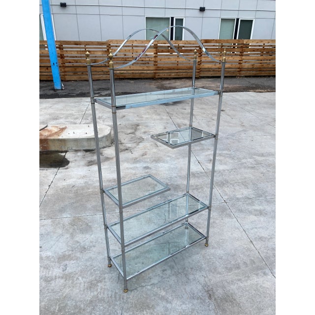 Chrome Polished Steel Étagère in the Manner of Jansen For Sale - Image 8 of 13