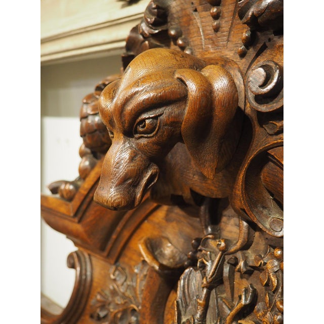 Circa 1900 Carved French Oak Overdoor Panel With Dog and Hunt Trophy For Sale - Image 15 of 15