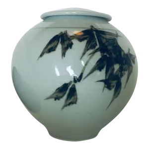 Large Calligraphic Vessel Vase Pot With Lid by Bruce Van Valen Signed