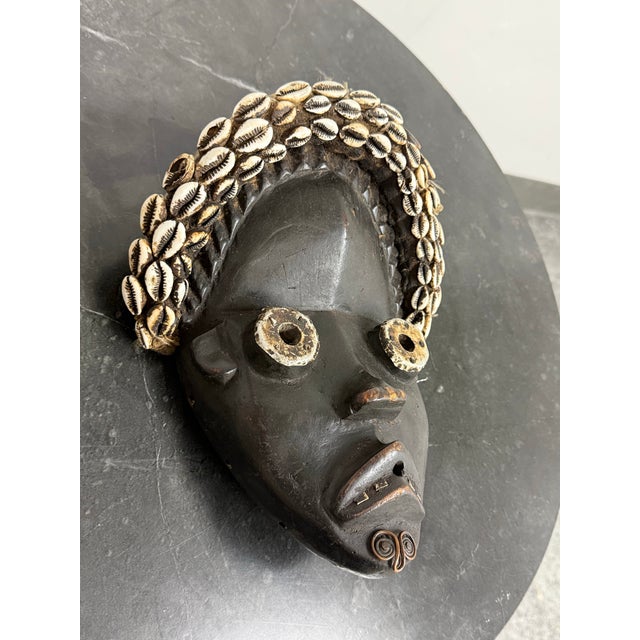 African West African Dan Tribe Cowrie Shell Wood Mask For Sale - Image 3 of 12