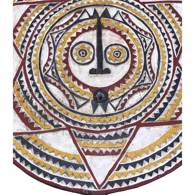 Vintage African Lg Wooden Baule Tribe Moon Mask I Coast 38" H For Sale - Image 4 of 9