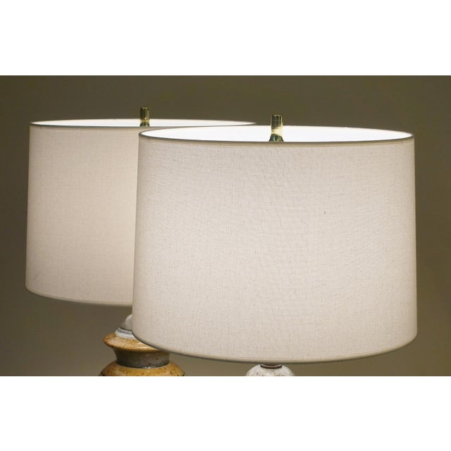 1960s Modern Ginger Jar Ceramic Art Pottery Table Lamps Bruno Gambone Italy - a Pair For Sale - Image 9 of 10