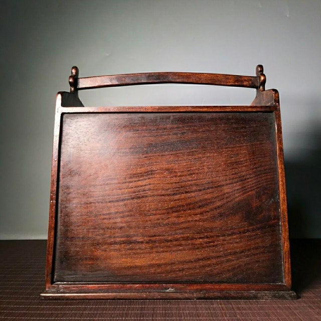 Vintage Chinese Rosewood Tea Caddy Box With Handle and Double Doors For Sale In Los Angeles - Image 6 of 7
