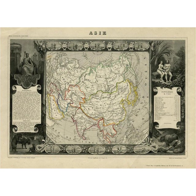 Antique Map of Asia, 1854 For Sale