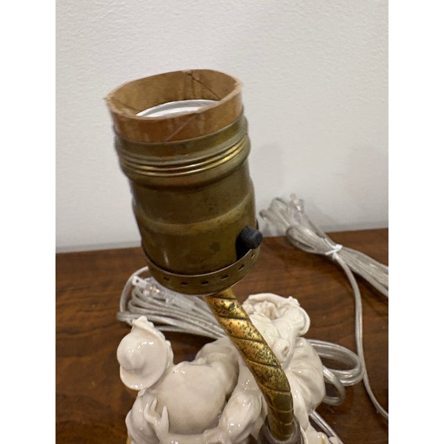 Early 20th Century Antique German Porcelain Boudoir Courting Lamps - a Pair For Sale - Image 5 of 8