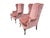 Mid 20th Century Rose Gold Pink Crushed Velvet Wingback Chairs- A Pair For Sale - Image 9 of 18