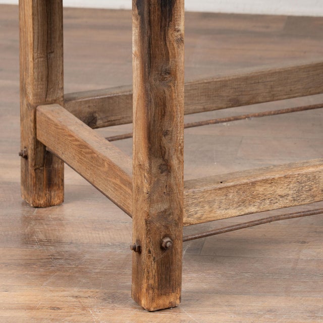 19th Century Long Rustic Work Console Table Kitchen Island For Sale - Image 10 of 14