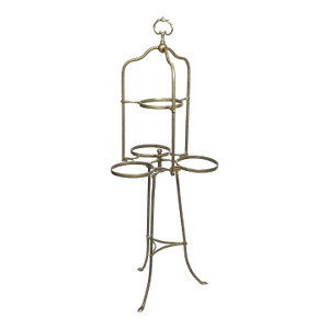1940s Brass Two-Tiered Tower Swivel Plant/Cake Display Stand Free Standing Tripod Base
