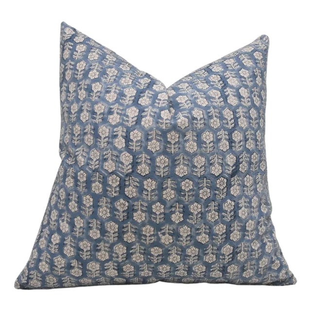 Fabdivine Bohemian Block Print Pillow Cover 18x18 Inch - Tulsi Buti For Sale