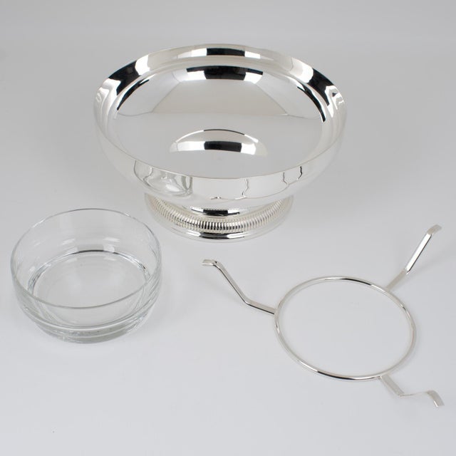 Metal Silver Plate and Crystal Caviar Bowl Dish Server by Gelb, Paris in Box For Sale - Image 7 of 11