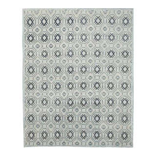 8x10 Gray Hand-Knotted Wool Octagonal Starbursts Geometric Modern Carpet Rug For Sale