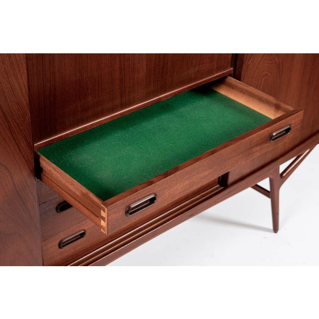 Mid Century Danish Teak Tall Sideboard or Bar Cabinet by Harry Ostergaard For Sale - Image 9 of 17