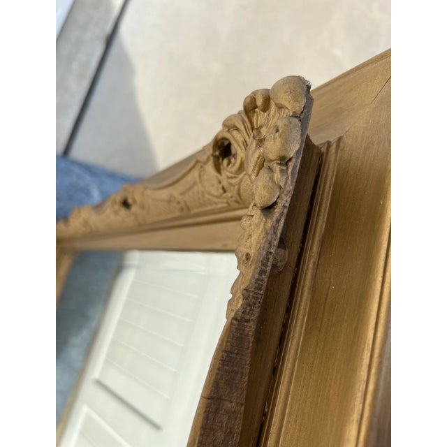 Antique Wmp Company Large Rectangular Louis XIV Ornate Carved Pierced Giltwood and Golden Stucco Beveled Wall Mirror For Sale - Image 9 of 11