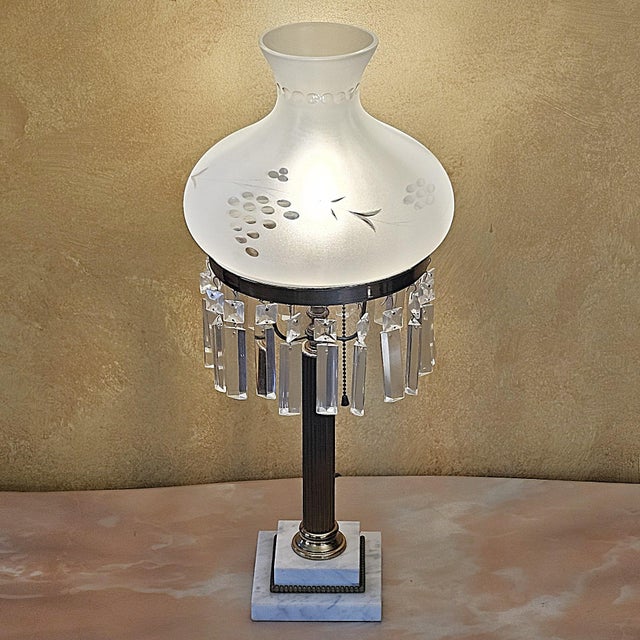 Vintage Sinumbra Astral-Style Brass, Marble & Crystal Table Lamp For Sale - Image 12 of 18