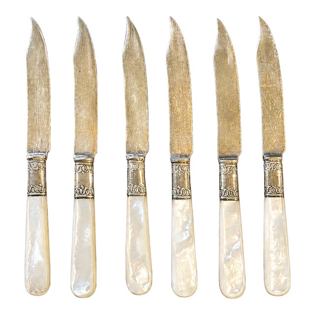 Vintage Aetna by Landers, Frary & Clark Mother-of-Pearl Fruit Knives – Set of 6 For Sale