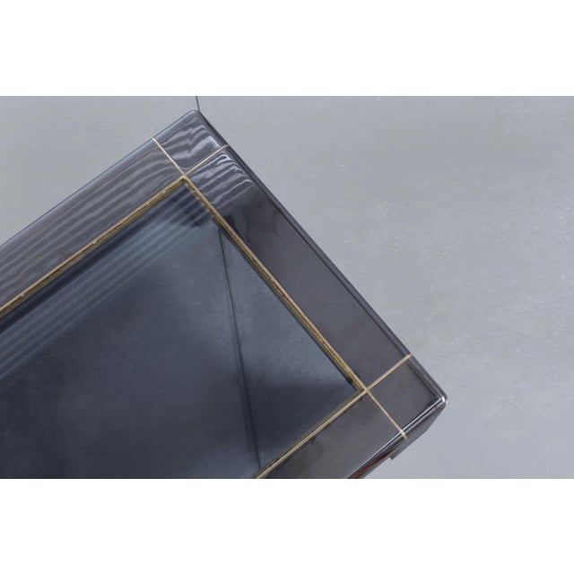 Monumental Vintage Gunmetal Coffee Table by Karl Springer For Sale - Image 11 of 12