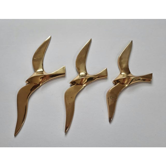 Brass Wall Decor Sculptures of Seagulls, Austria, 1963, Set of 3 For Sale - Image 4 of 16