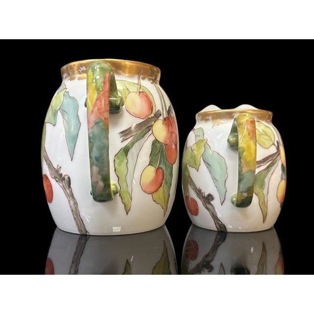 1907-1908 Tressmans & Vogt Limoges Hand Painted Porcelain Creamers- Set of 2 For Sale - Image 4 of 12