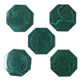 Malachite Coasters Resin, Circa Late-20th Century For Sale