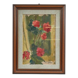 F. Gamberini, Flowers, Oil on Board, 1950s For Sale