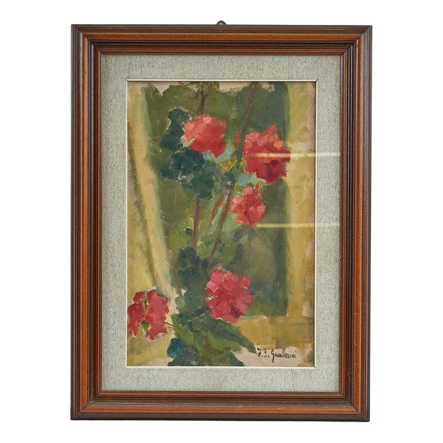 F. Gamberini, Flowers, Oil on Board, 1950s For Sale