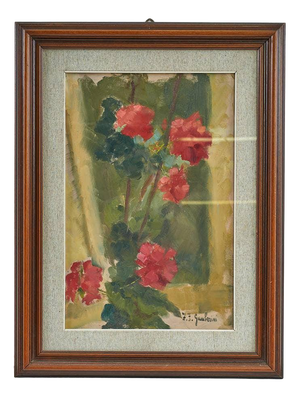 F. Gamberini, Flowers, Oil on Board, 1950s