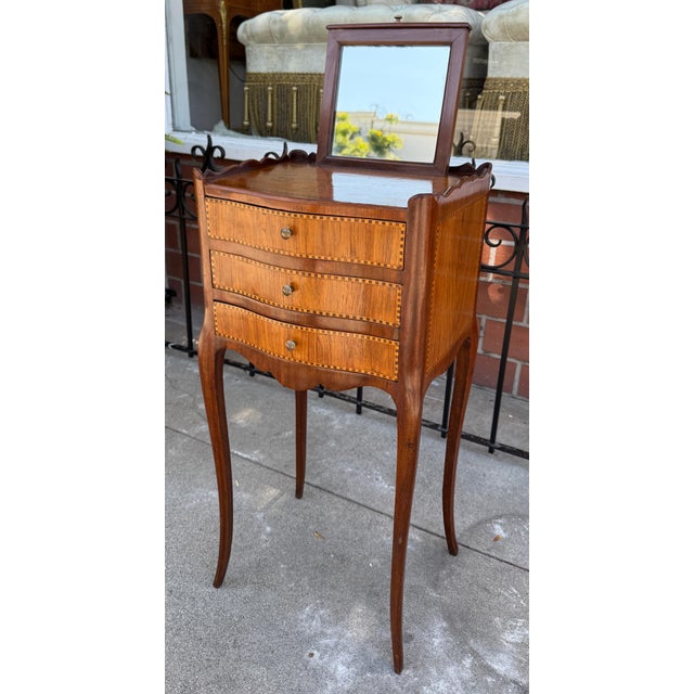 Antique Satinwood Inlaid Nightstand Dressing Side Table