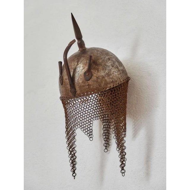 Goldenrod 19th Century Battle Helmet with Engraving and Ring Suspension For Sale - Image 8 of 8
