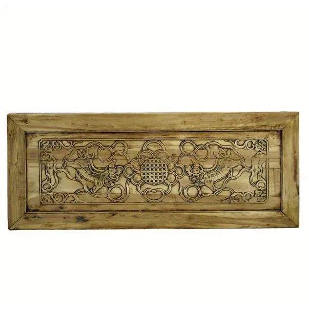 Hand Carved Dancing Lions Wood Wall Panel For Sale - Image 4 of 4