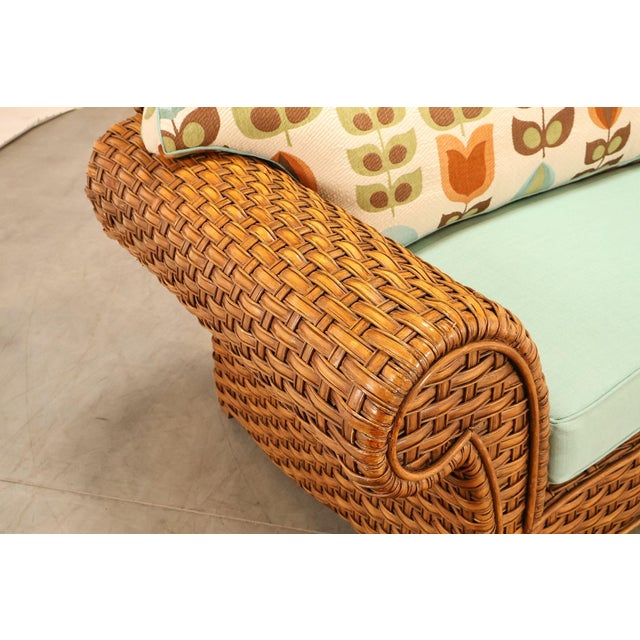 Lane Venture Excursions Pair Of Wicker Sofas With Cushions For Sale - Image 10 of 18