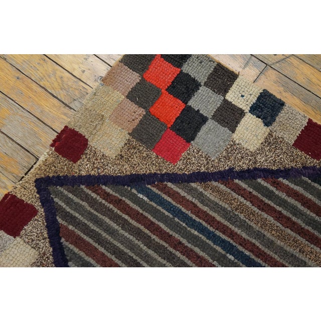 1920s Multicolor Medallion Folk Art Antique American Hooked Rug 2'5" X 3'4" Handknotted Wool Carpet For Sale In New York - Image 6 of 6