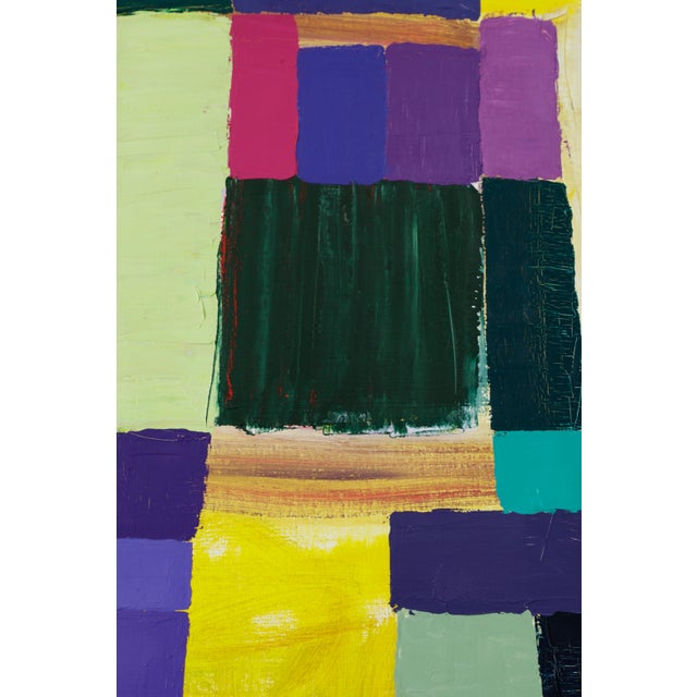 Purple "Squares / Yellow Purple" Large Abstract Oil Painting by Simon Findlay - 2 Pieces For Sale - Image 8 of 18