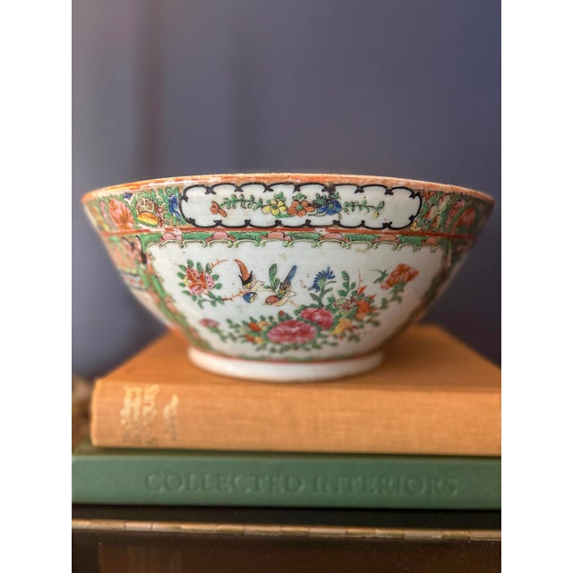 A large 19th century Famille Rose porcelain Rose Medallion bowl, hand painted. From the Qing dynasty, likely mid to late...