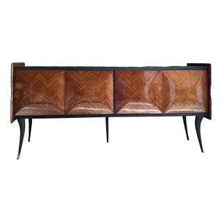 Vintage Italian Chest of Drawers in Chevron Wood Veneer For Sale